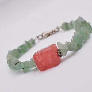 Green Aventurine and Cherry Quartz Gemstone Bracel